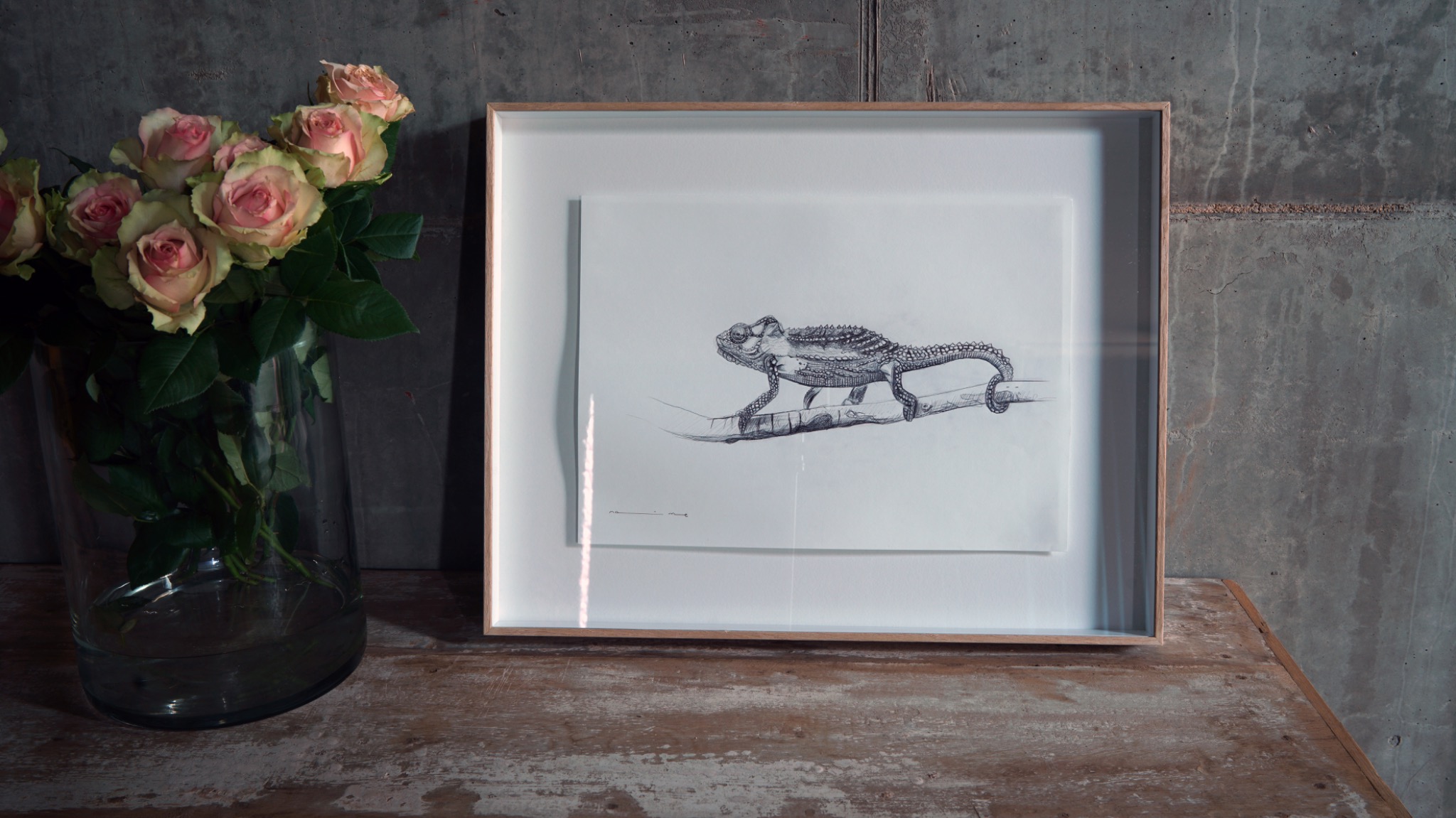 Treasures of Darkness, chameleon drawing by Natalie Moore